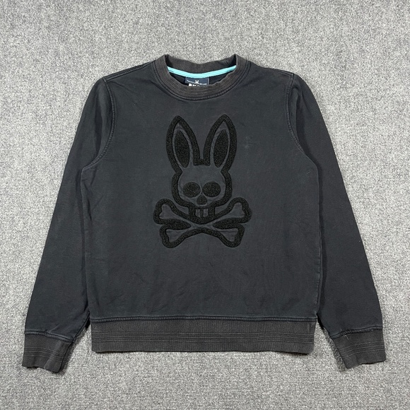 Psycho Bunny Black  Logo Crewneck Sweatshirt Size Medium 0971 - Picture 1 of 9